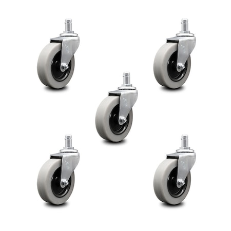 Service Caster 3 Inch Thermoplastic Wheel 7/8 Inch Grip Ring Stem Caster SCC, 5PK SCC-GR05S310-TPRS-71678-5